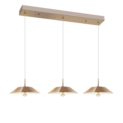 Colgante aluminio cobre con cairel 3 luces led 7.2W assen